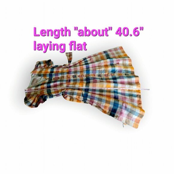 Gal Meets Glam Linen Puff Sleeve Plaid Midi Dress Pockets Tie Waist Size S - Picture 14 of 15